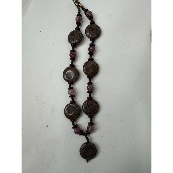 Ferruginous Quartz & Dragon Vein Agate Healing Stones Necklace 10" - Picture 10 of 16